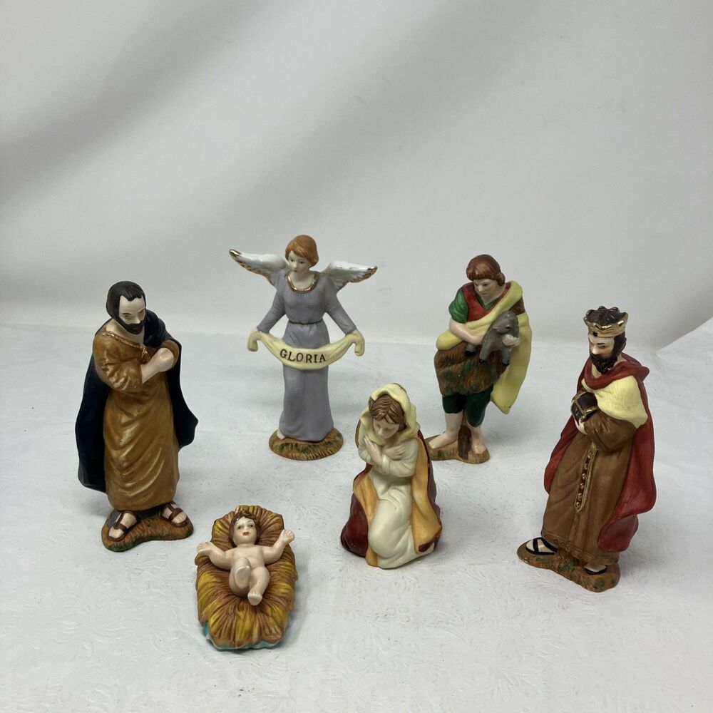 Nativity Figures Mary Joseph Jesus Shepherd Wise Men Angel lot 6 replacement pcs